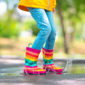 kid playing in rain